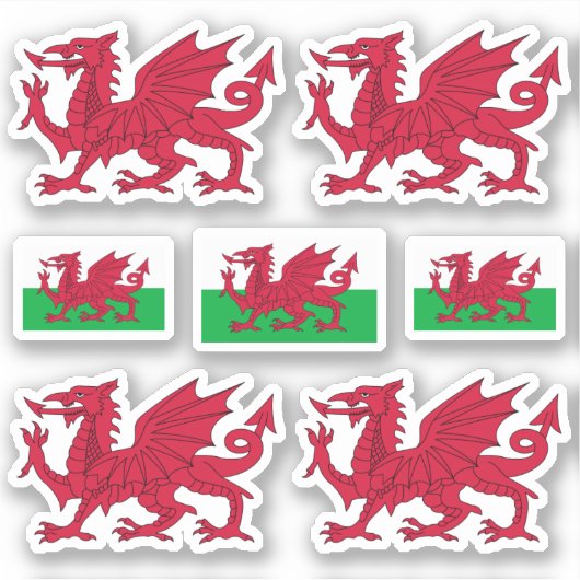 Welsh symbolen / wapen en vlag sticker (Voorkant)