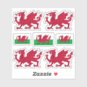 Welsh symbolen / wapen en vlag sticker (Vel)