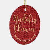 Welsh Tapestry Blanket Pattern, Carthen Nadolig Keramisch Ornament (Rechts)