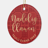 Welsh Tapestry Blanket Pattern, Carthen Nadolig Keramisch Ornament (Links)