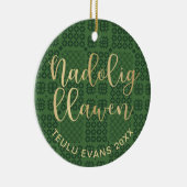 Welsh Tapestry Blanket Pattern, Carthen Nadolig Keramisch Ornament (Rechts)