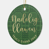 Welsh Tapestry Blanket Pattern, Carthen Nadolig Keramisch Ornament (Links)