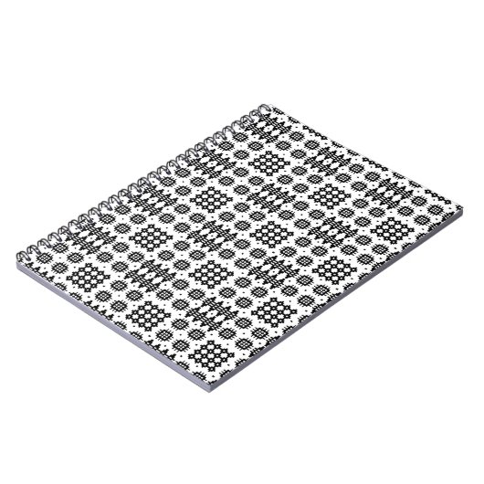 Welsh Tapestry Pattern Black White Spiral Notebook Notitieboek (Linkerzijde)