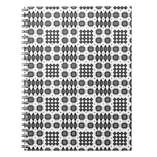 Welsh Tapestry Pattern Black White Spiral Notebook Notitieboek (Voorkant)