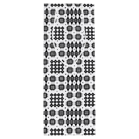 Welsh Tapestry Pattern Black White Wine Gift Bag Wijn Cadeautas (Achterkant)