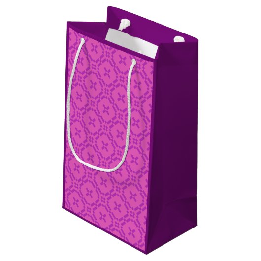 Welsh Tapestry Pattern, Bright Roze Small Gift Bag Klein Cadeauzakje (Achterkant Gekanteld)