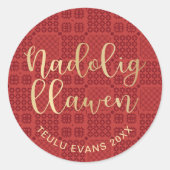 Welsh Tapestry Pattern, Carthen Blanket Design Cla Ronde Sticker (Voorkant)