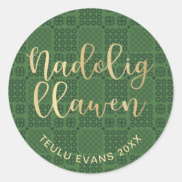 Welsh Tapestry Pattern, Carthen Blanket Design Ronde Sticker