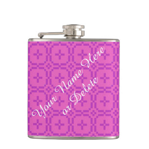 Welsh Tapestry Pattern, Chic Pink Custom Hip Flask Heupfles