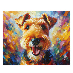 Welsh Terrier Acryl Kunst: Zwart en Lichtbruine We Legpuzzel