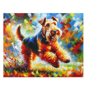 Welsh Terrier Acryl Kunst: Zwart en Lichtbruine We Legpuzzel