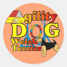 Welsh_Terrier_Agility Ronde Sticker