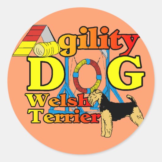 Welsh_Terrier_Agility Ronde Sticker (Voorkant)