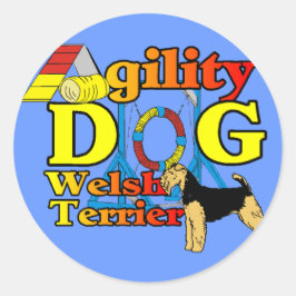 Welsh_Terrier_Agility Ronde Sticker