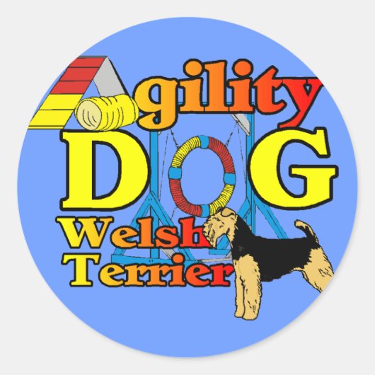 Welsh_Terrier_Agility Ronde Sticker (Voorkant)