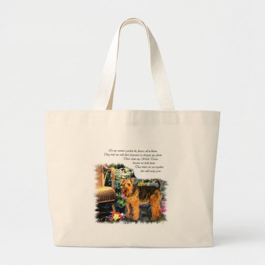 Welsh Terrier Art Gifts Grote Tote Bag (Voorkant)