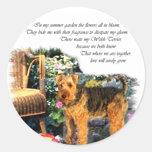 Welsh Terrier Art Gifts Ronde Sticker (Voorkant)