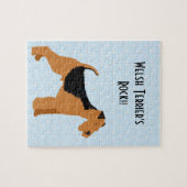 Welsh Terrier - Blue w/hite Diamond Design Legpuzzel (Horizontaal)