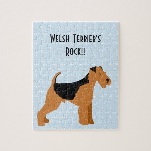 Welsh Terrier - Blue w/hite Diamond Design Legpuzzel (Verticaal)