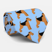 Welsh Terrier - Blue w/hite Diamond Design Stropdas (Opgerold)