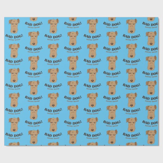 Welsh Terrier Blue Wrapping Paper Cadeaupapier (Vlak)