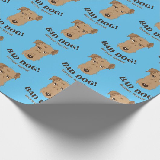 Welsh Terrier Blue Wrapping Paper Cadeaupapier (Hoek)