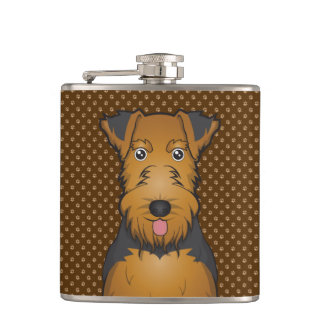 Welsh Terrier Dog Cartoon Paws Heupfles