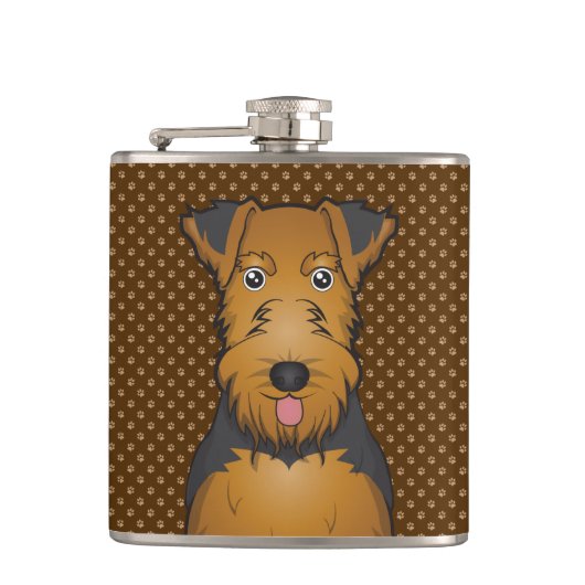 Welsh Terrier Dog Cartoon Paws Heupfles (Voorkant)
