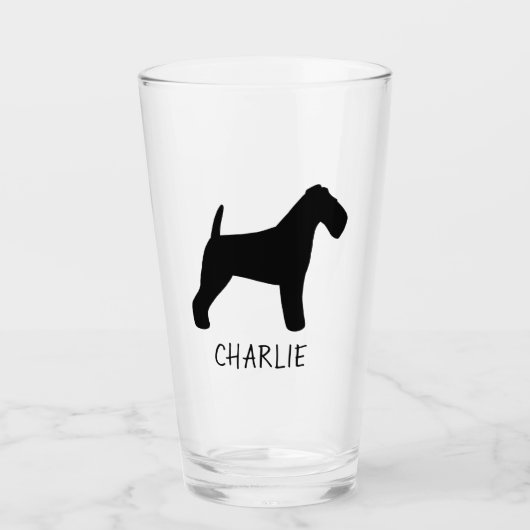 Welsh Terrier Dog Silhouette Welshie Gepersonalise Glas (Voorkant)