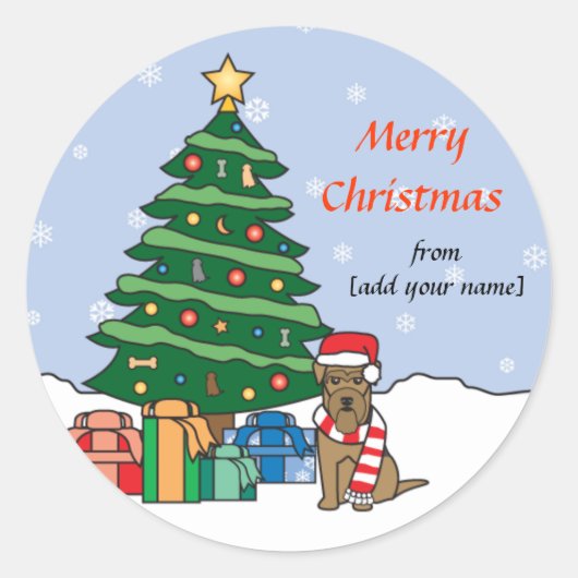 Welsh Terrier en Kerstboom Ronde Sticker (Voorkant)