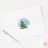 Welsh Terrier en Kerstboom Ronde Sticker (Envelop)