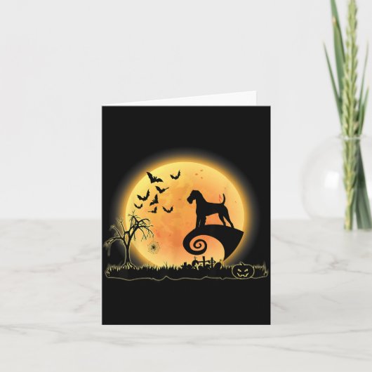Welsh Terrier eng en Maan Hond Grappig Halloween Kaart (Voorkant)