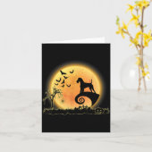 Welsh Terrier eng en Maan Hond Grappig Halloween Kaart (Gele Bloem)