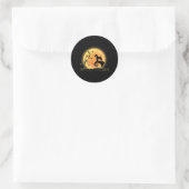 Welsh Terrier eng en Maan Hond Grappig Halloween Ronde Sticker (Tas)
