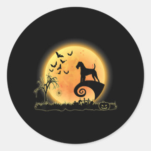 Welsh Terrier eng en Maan Hond Grappig Halloween Ronde Sticker