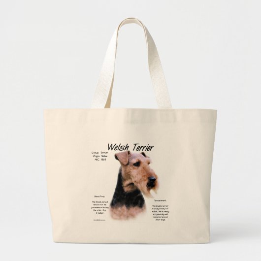 Welsh Terrier Geschiedenis; Over Welsh Terriers Grote Tote Bag (Voorkant)