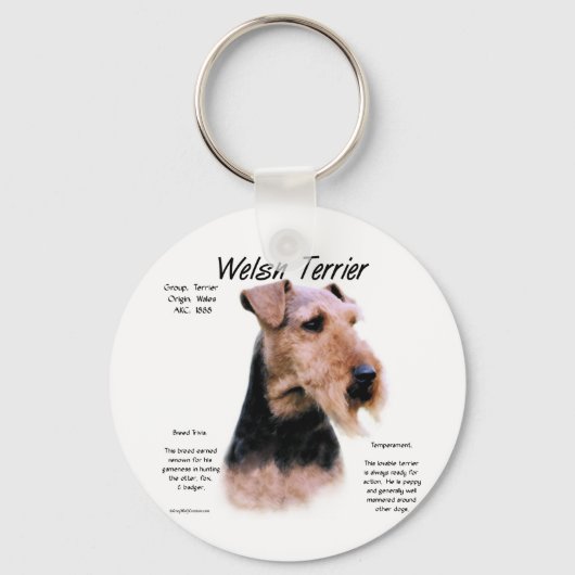 Welsh Terrier Geschiedenis; Over Welsh Terriers Sleutelhanger (Voorkant)