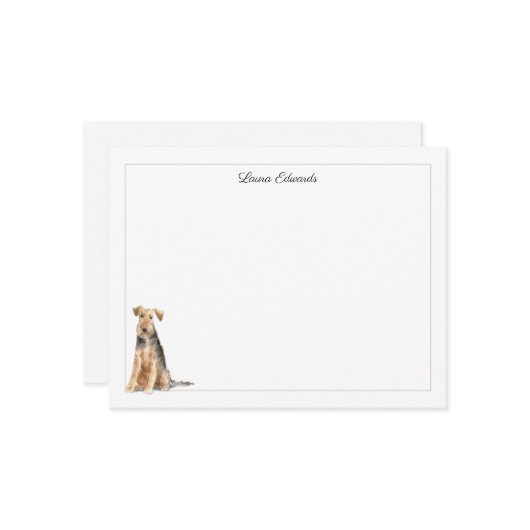 Welsh Terrier Gray Border Personalized Notitiekaartje (Voorkant / Achterkant in situ)