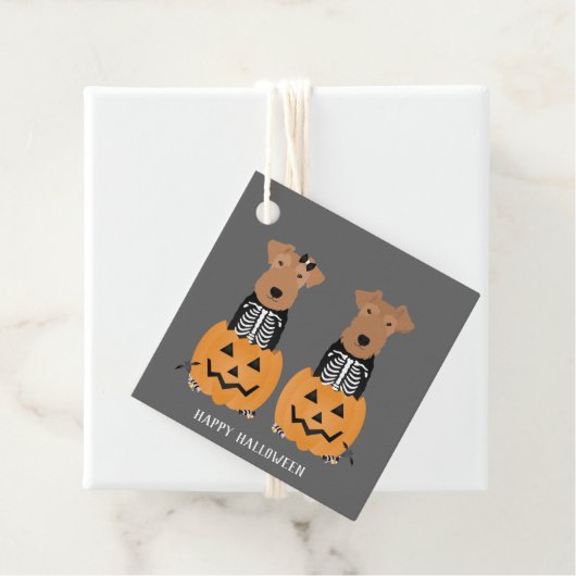 Welsh Terrier Halloween Skeleton Bedankjes Labels (In situ)