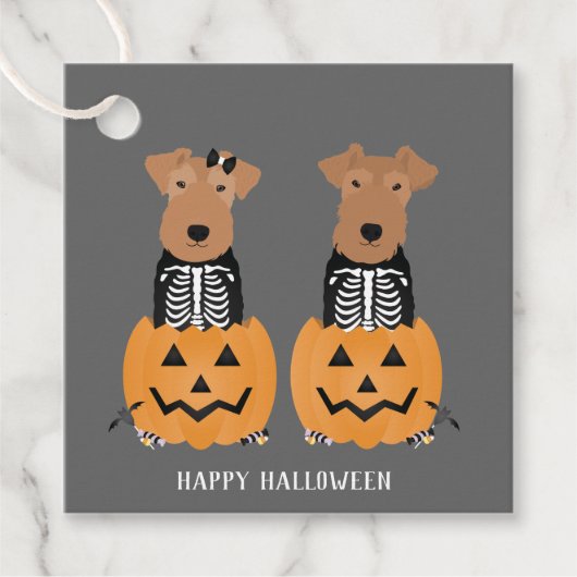 Welsh Terrier Halloween Skeleton Bedankjes Labels (Voorkant)