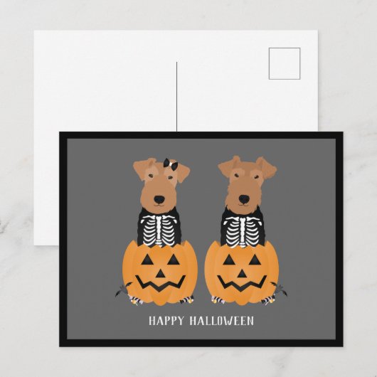 Welsh Terrier Halloween Skeleton Feestdagenkaart (Voorkant / Achterkant)