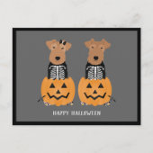 Welsh Terrier Halloween Skeleton Feestdagenkaart (Voorkant)