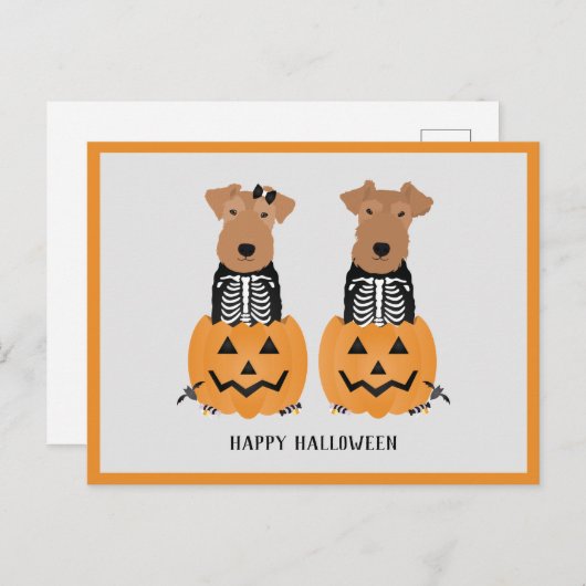 Welsh Terrier Halloween Skeleton Feestdagenkaart (Voorkant / Achterkant)
