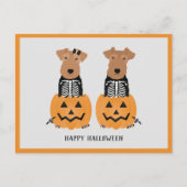 Welsh Terrier Halloween Skeleton Feestdagenkaart (Voorkant)