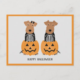 Welsh Terrier Halloween Skeleton Feestdagenkaart