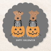 Welsh Terrier Halloween Skeleton Kartonnen Onderzetters (Voorkant)