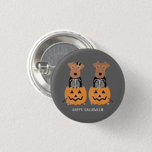Welsh Terrier Halloween Skeleton Ronde Button 3,2 Cm (Voorkant /achterkant)