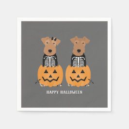 Welsh Terrier Halloween Skeleton Servet