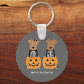 Welsh Terrier Halloween Skeleton Sleutelhanger (Voorkant)