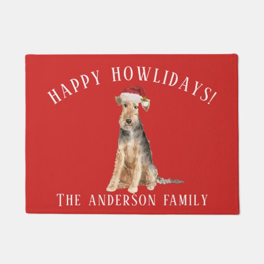 Welsh Terriër Hond Gelukkige Feestdagen Kerstmis Deurmat (Voorkant)